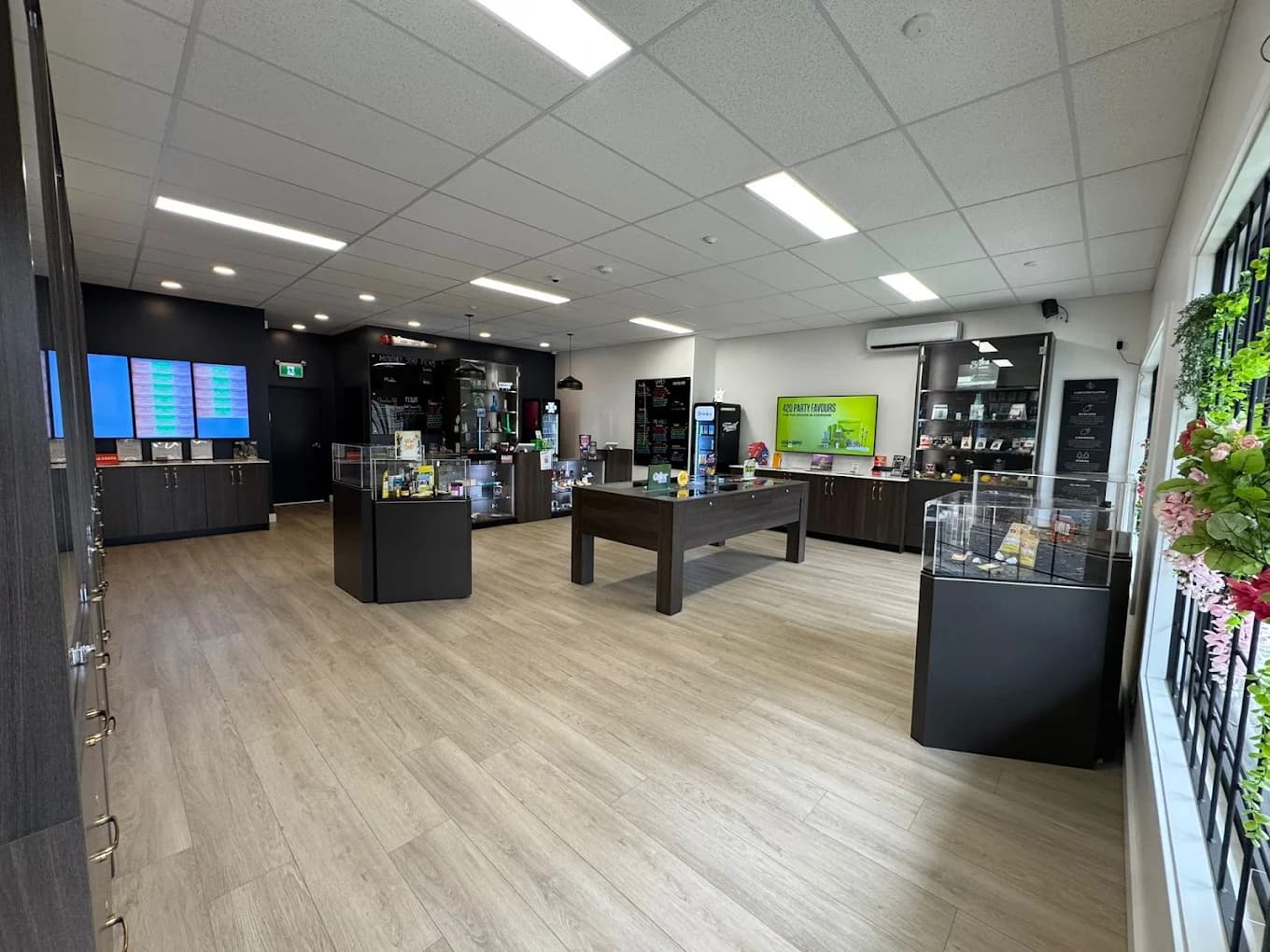 The bright, open interior of the Opal Cannabis store